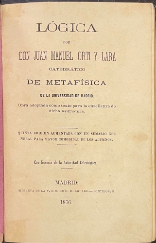 Portada de L�gica - Juan Manuel Orti y Lara
