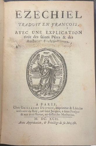 Portada de Ezechiel traduit en francois avec une explication tir�e des saints P�res des Autheurs Ecclesiastiques
