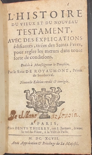 Portada de L'Histoire du Vieux et du Nouveau Testament - Royaumont