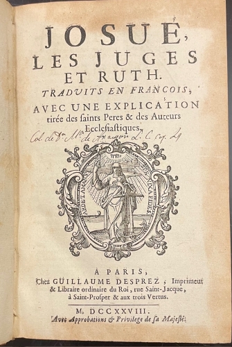 Portada de Josue, les Juges et Ruth, avec une explication tir�e des Saints P�res & des Auteurs Eccl�siastiques