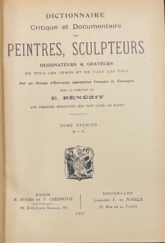 Portada de Dictionnaire Critique et Documentaire des Peintres, Sculpteurs Dessinateurs & Graveurs de tous les temps et de tous les pays - E. B�n�zit