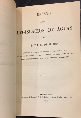 Portada de Tratado de Legislaci�n y Jurisprudencia sobre Aguas y de los Tribunales y Autoridades/ Ensayo sobre la Legislaci�n de Aguas  - Francisco Gal�n / Toribio de Areitio