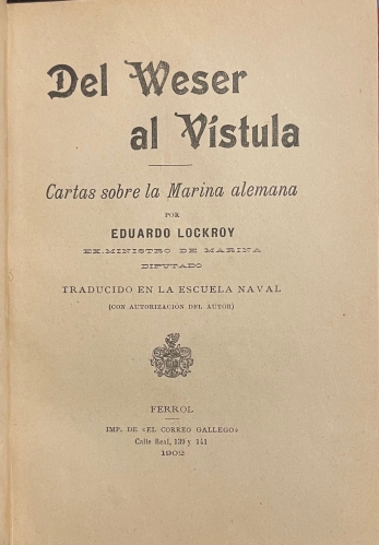 Portada de Del Weser al V�stula. Cartas sobre la Marina Alemana - Eduardo Lockroy
