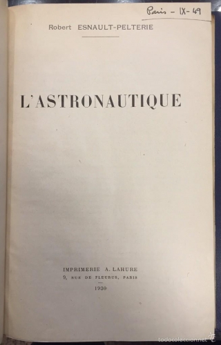 Portada de L' Astronautique - Robert Esnault-Pelterie