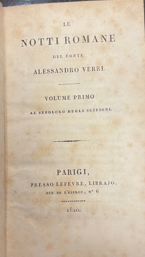 Portada de Le Notti Romane - Alessandro Verri