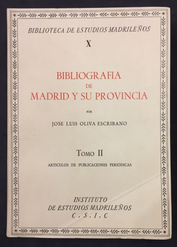 Portada de Bibliograf�a de Madrid y su Provincia - Jose Luis Oliva Escribano
