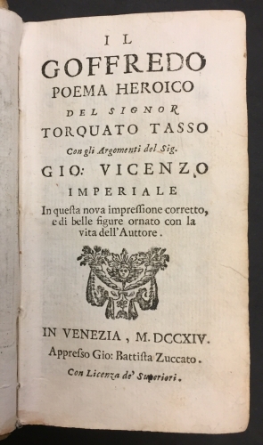 Portada de La Gierusalemme Liberata. Il Goffredo, Poema Heroico - Torquato Tasso