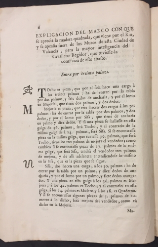 Portada de Valencia. Reglamento sobre Carpinteros y la Madera que viene por el Rio. 1741. 