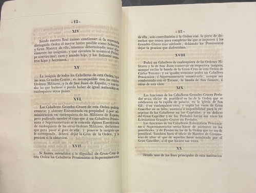 Portada de Constituciones de la Real y Distinguida Orden espa�ola de Carlos Tercero, instituida por el mismo augusto Rey a 19 de Setiembre de 1771 en celebridad del felicisimo nacimiento del Infante y Bula en que N.S. Padre Clemente XIV aprueba y confirma la real orden de Carlos III