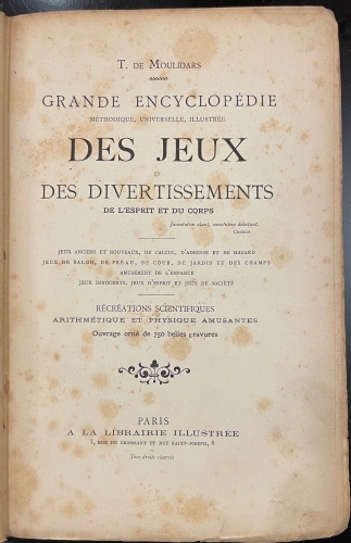 Portada de Grande Encyclop�die m�thodique, universelle, illustr�e des Jeux et des Divertissements de L'Esprit et du Corps - T. de Moulidars