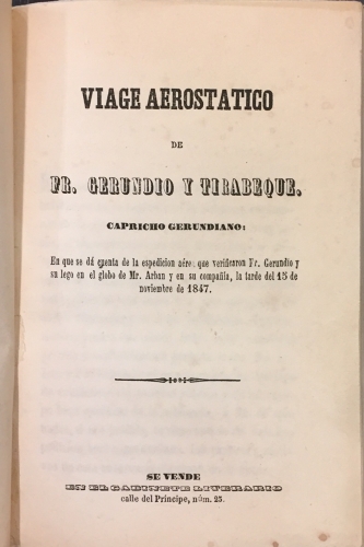 Portada de Viage Aerost�tico de Fr. Gerundio y Tirabeque. Capricho gerundiano. - Modesto Lafuente