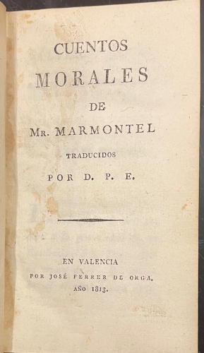 Portada de Cuentos Morales - Marmontel