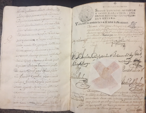 Portada de Ejecutoria del Pleyto sobre la tenuta y posesi�n de los mayorazgos de Duque de Estrada que vacaron por muerte de D� Leonor, Duque-Marquesa qu� de Lanzarote