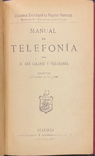 Portada de Manual de Telefon�a - Jos� Galante y Villaranda