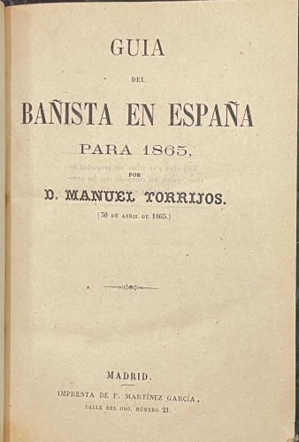 Portada de Gu�a del Ba�ista en Espa�a para 1865 - Manuel Torrijos
