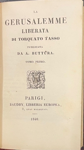 Portada de La Gerusalemme Liberata - Torquato Tasso