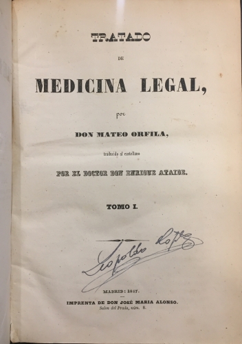 Portada de Tratado de Medicina Legal - Mateo Orfila