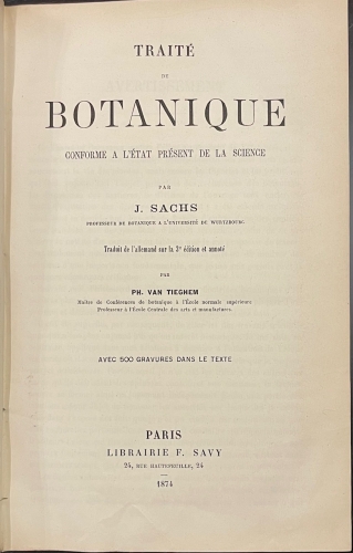Portada de Traite de Botanique - J. Sachs