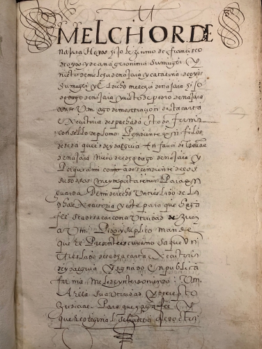Portada de Carta Ejecutoria de Melchor de Najera Hoyos. Medina del Campo.