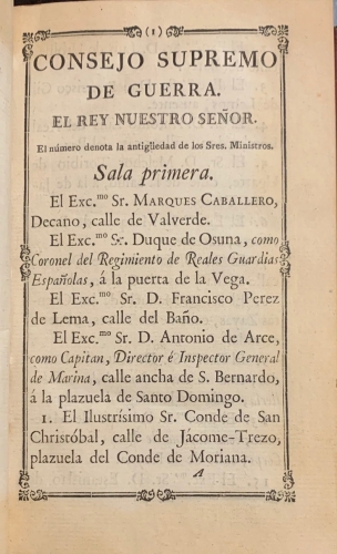 Portada de Estado Militar de Espa�a, a�o de 1798