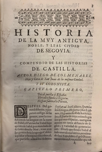 Portada de Historia de la Insigne Ciudad de Segovia y Compendio de las Historias de Castilla - Diego de Colmenares
