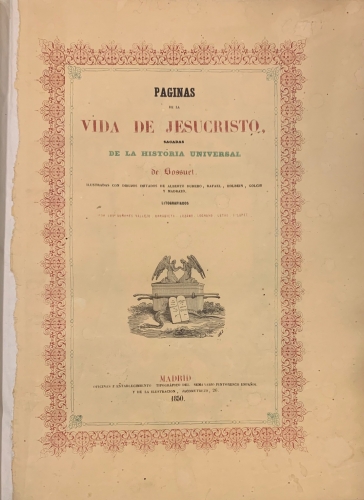 Portada de Paginas de la Vida de Jesucristo sacadas de la Historia Universal de Bossuet