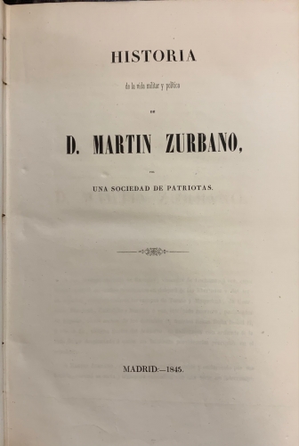 Portada de Historia de la vida militar y politica de D. Martin Zurbano - Eduardo Chao
