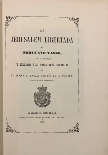 Portada de La Jerusalem Libertada - Torcuato Tasso