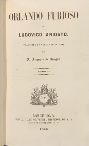 Portada de Orlando Furioso - Ludovico Ariosto