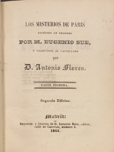Portada de Los Misterios de Par�s - Eugenio Sue