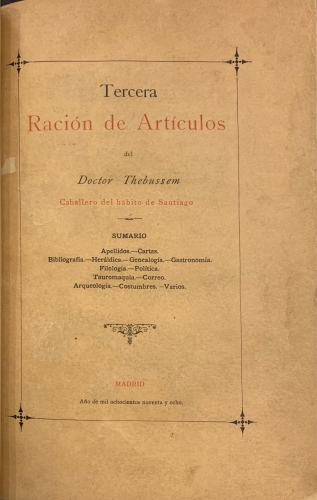 Portada de Tercera Raci�n de Art�culos - Doctor Thebussem
