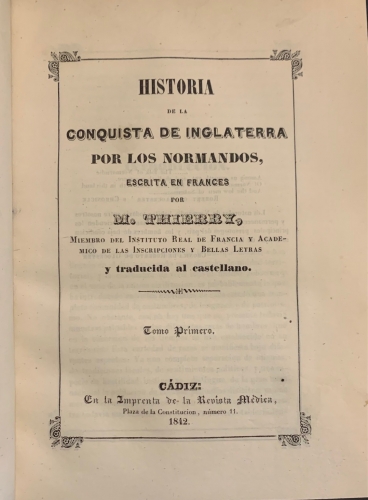 Portada de Historia de la Conquista de Inglaterra por los Normandos - M. Thierry