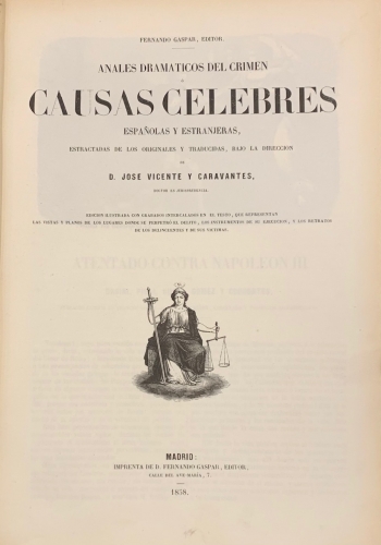 Portada de Anales Dram�ticos del Crimen � Causas C�lebres espa�olas y estranjeras - Jose Vicente y Caravantes