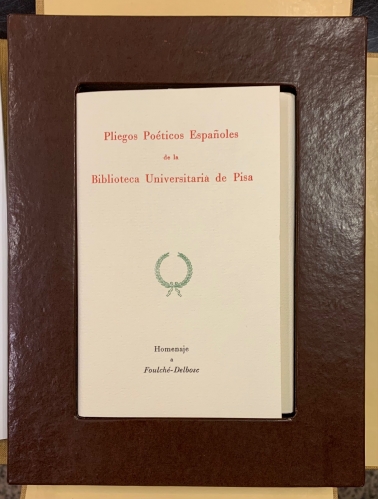 Portada de Pliegos Po�ticos Espa�oles de la Biblioteca Universitaria de Pisa