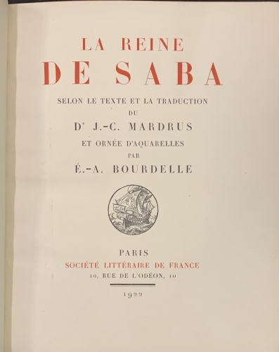 Portada de La Reine de Saba - J. C. Mardrus