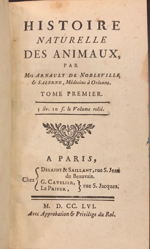 Portada de Histoire Naturelle des Animaux - Arnault de Nobleville
