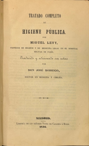 Portada de Tratado completo de Higiene P�blica - Miguel Levy
