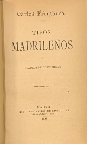 Portada de Tipos Madrile�os - Carlos Frontaura
