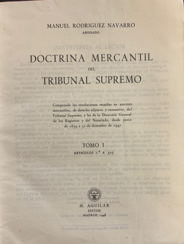 Portada de Doctrina Mercantil del Tribunal Supremo - Manuel Rodriguez Navarro