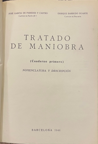 Portada de Tratado de Maniobra. Astronomia Elemental - Jose Garcia de Paredes y Castro. Enrique Barbudo Duarte. 