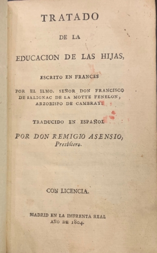 Portada de Tratado de la Educaci�n de las Hijas - Francisco de Salignac de la Motte Fenelon