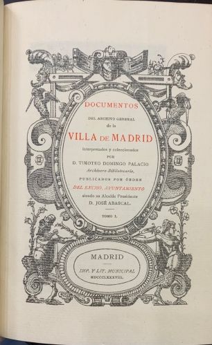 Portada de Documentos del Archivo General de la Villa de Madrid - Timoteo Domingo Palacio