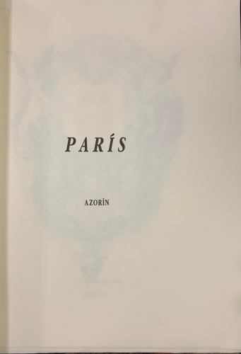 Portada de Paris - Azorin