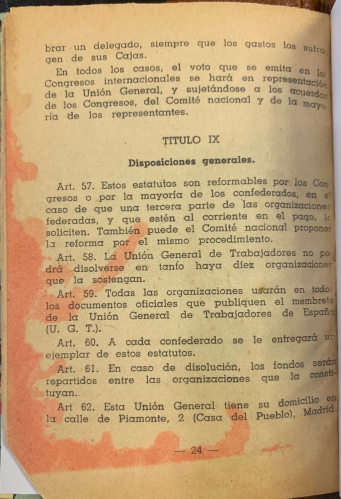 Portada de Estatutos de la Union General de Trabajadores modificados por el XVII Congreso celebrado en Madrid en Octubre de 1932