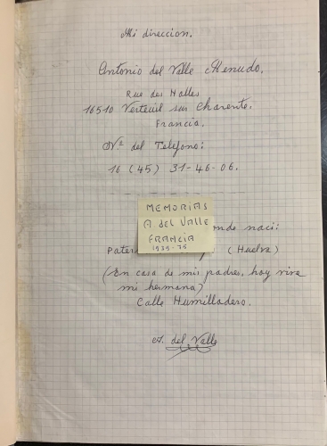 Portada de Mis Memorias empezadas en 1948.  - Antonio del Valle Menudo