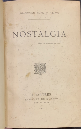 Portada de Nostalgia - Francisco Soto y Calvo