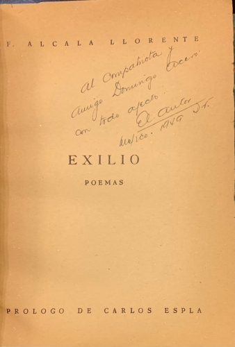 Portada de Exilio. Poemas - Francisco Alcala Llorente