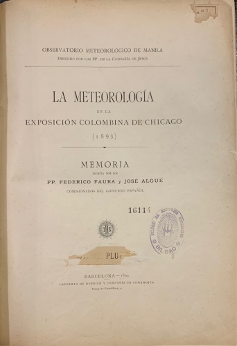 Portada de La Meteorologia en la Exposici�n Colombina de Chicago (1893) - Federico Faura y Jose Algue