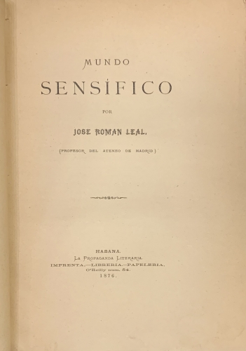 Portada de Mundo Sensifico - Jose Roman Leal