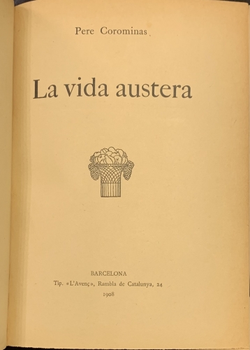 Portada de La Vida Austera - Pere Corominas